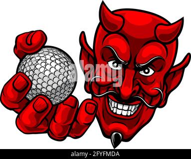 Teufel Satan Golf Ball Sport Maskottchen Cartoon Stock Vektor