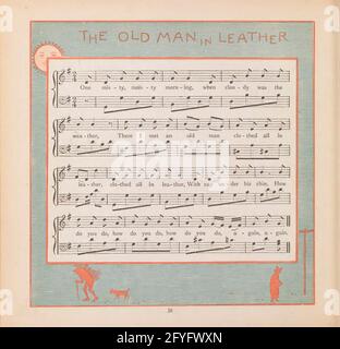 Old man in Leather Noten aus dem Buch "der Blumenstrauß des Babys: Ein frischer Haufen alter Reime & Melodien" von Crane, Walter, 1845-1915; Crane, Lucy, 1842-1882; Evans, Edmund, 1826-1905; Verlag George Routledge and Sons (London und New York) 1878 Stockfoto