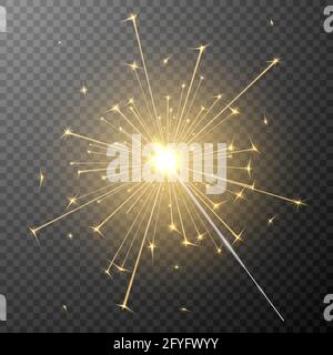 Neujahr realistischer Funker isoliert auf transparentem Hintergrund. Vektorgrafik. Stock Vektor