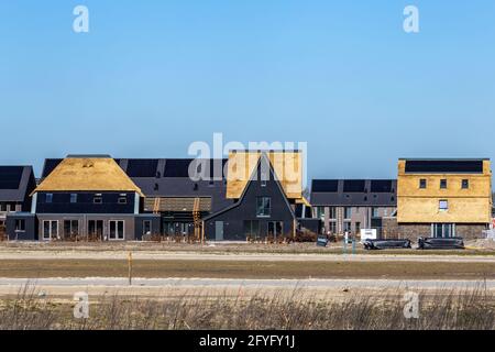 Neubau moderner und nachhaltiger holländischer Häuser Stockfoto