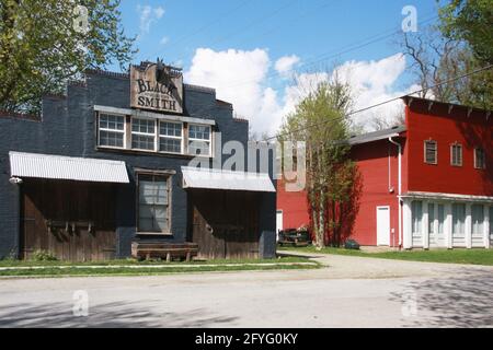 Der historische Clifton, OH, USA. Schmiedewerkstatt aus dem frühen 19. Jahrhundert. Stockfoto