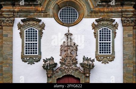 Barockkirche (Detail) in Sao Joao del Rei, Brasilien Stockfoto