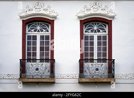 Koloniale Balkone in Sao Joao del Rei, Brasilien Stockfoto