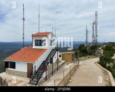 Brandschutz-Außenposten in Pico del Remedio, Valencia, Spanien Stockfoto