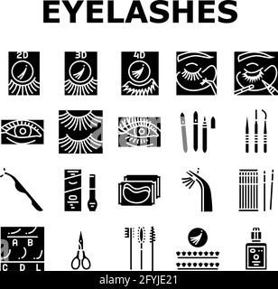 Wimpern Erweiterung Sammlung Icons Set Vektor Stock Vektor