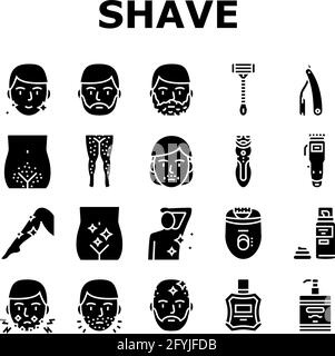 Shave Treat Accessory Collection Icons Set Vector Stock Vektor