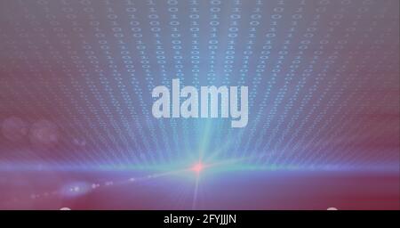 Zusammensetzung der binären Codierungsverarbeitung auf blauem Hintergrund Stockfoto