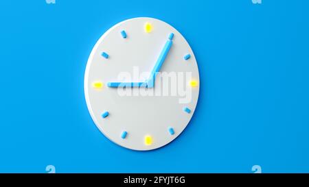 Zeituhr analog weiß auf pastellblauem Hintergrund Stockfoto