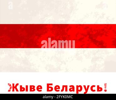 Neue Belarus-Flagge mit Grunge-Textur und es lebe Weißrussland Text auf Weiß isoliert Stock Vektor