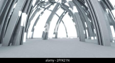 Graue Beton futuristische Umgebung mit futuristischer Beleuchtung 3d Rendering Illustration Stockfoto