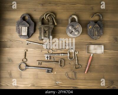 Schloss und Schlüssel 1800 Stockfoto