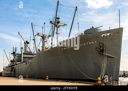 Die Weltklasse-SS American Victory wurde in 55 Tagen gebaut und wurde von der California Shipbuilding Yard an die US war Shipping Administration geliefert Stockfoto