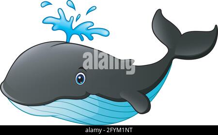 Cute Wal Cartoon isoliert auf weißem Hintergrund Stock Vektor