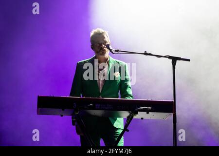 Porto, Portugal. Mai 2021. Marco Pombinho von der Black Mamba Band tritt bei einem Konzert in der Super Bock Arena in Porto auf. Kredit: SOPA Images Limited/Alamy Live Nachrichten Stockfoto