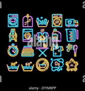 Wäscherei Service Vector Neon Glow Symbol Illustration Stock Vektor