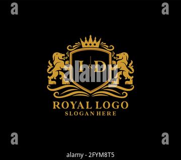 ID Buchstabe Lion Royal Luxury Logo Vorlage in Vektorgrafik für Restaurant, Royalty, Boutique, Cafe, Hotel, Wappentisch, Schmuck, Mode und andere Vektor il Stock Vektor