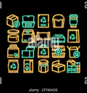 Verpackung Neon leuchten Symbol Illustration Stock Vektor