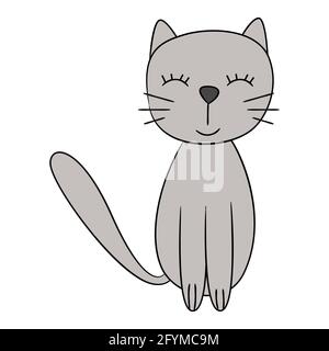 Katze Doodle niedlich. Lustige Zeichentrickfigur. Vektorgrafik. Stock Vektor