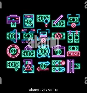 Fake Money Neon Glow Symbol Illustration Stock Vektor