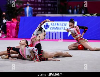 Italien Gruppenmannschaft während der rhythmischen Gymnastik FIG World Cup 2021 Pesaro in der Vitrifrigo Arena, Pesaro, Italien am 28. Mai, / LM Stockfoto