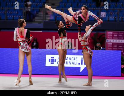 Italien Gruppenmannschaft während der rhythmischen Gymnastik FIG World Cup 2021 Pesaro in der Vitrifrigo Arena, Pesaro, Italien am 28. Mai, / LM Stockfoto