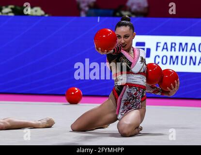 Italien Gruppenmannschaft während der rhythmischen Gymnastik FIG World Cup 2021 Pesaro in der Vitrifrigo Arena, Pesaro, Italien am 28. Mai, / LM Stockfoto