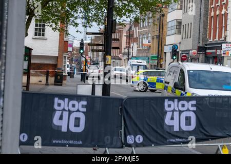 Brentwood Essex 29. Mai 2021 großer Polizeivorfall im Bloc 40 Nightclub schließt Brentwood High Street AM Standort FAND EIN doppelter Messer statt.Quelle: Ian Davidson/Alamy Live News Stockfoto
