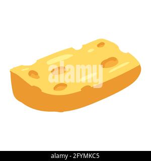 Käse gelbes Stück, gesunde Milch Lebensmittel Ernährung Bio-Produkt. Vektor Hand Cartoon zeichnen flach trendy Stil weißen Hintergrund isoliert Stock Vektor