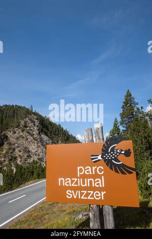 Fuornpass, Schweiz - 10. September 2020: Der Schweizerische Nationalpark liegt in den westlichen rätischen Alpen, in der Ostschweiz. Stockfoto