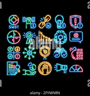 SWOT Analysis Strategy Neon Glow Icon Illustration Stock Vektor
