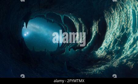 Eine Höhle auf einem Exoplaneten Stockfoto