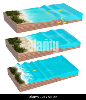 Tsunami-Bildung. Illustration Stockfoto