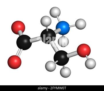 D-Serin-Aminosäuremolekül, Illustration Stockfoto