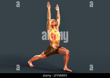 Atemregulation und Atmung im Yoga, Illustration Stockfoto