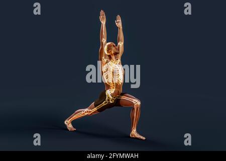 Mann in Krieger 1 Yoga-Pose, Illustration Stockfoto