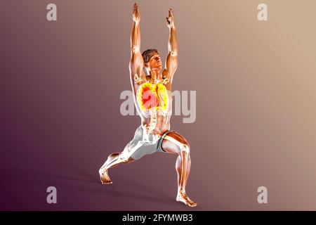 Atemregulation und Atmung im Yoga, Illustration Stockfoto