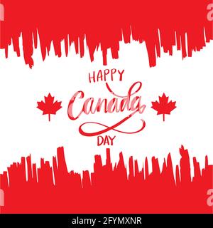 Happy Canada Day Kalligraphie Inschrift für Grußkarte, Dekoration und Poster. Stockfoto