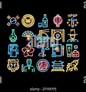 Korea traditionelle Neonleuchten Symbol Illustration Stock Vektor