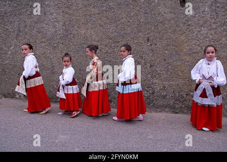 Italien, Sardinien, Prozession der Madonne von Martyr im Dorf Fonni, Provinz Nuoro Stockfoto