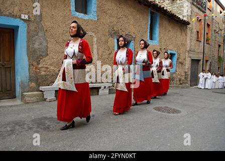 Italien, Sardinien, Prozession der Madonne von Martyr im Dorf Fonni, Provinz Nuoro Stockfoto