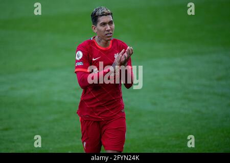 LIVERPOOL, ENGLAND - MAI 23: Roberto Firmino von Liverpool während des Premier League-Spiels zwischen Liverpool und Crystal Palace in Anfield Stockfoto