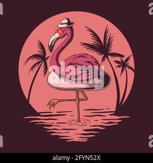 Flamingo Sommer Vibes Vektorgrafik Stock Vektor