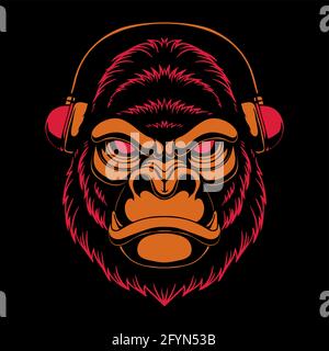Vektorgrafik Gorilla headphones Stock Vektor