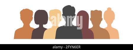 Die Silhouette von Geschäftsleuten. Teamwork buntes Konzept. Symbol für das Geschäftsteam. Männer und Frauen stehen zusammen. Stock Vektor