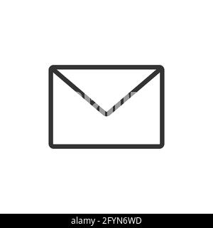 Symbol für Umschlaglinie. E-Mail schwarzes Umrissschild. Geschäftskommunikationskonzept. Nachricht schwarzes Symbol. Vektorgrafik isoliert auf Weiß. Stock Vektor