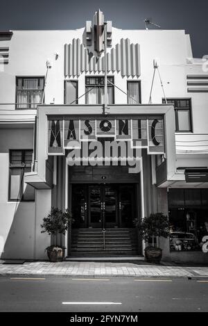 Das freimaurerische Art déco-Hotel im Stadtzentrum von Napier, Nordinsel Neuseelands Stockfoto