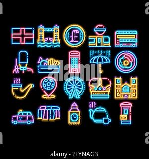 England Vereinigtes Königreich Neon leuchten Symbol Illustration Stock Vektor