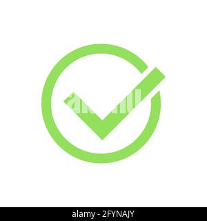 Markensymbol markieren. Grünes Symbol bestätigen. Genehmigtes Kreiszeichen. Vektorgrafik isoliert auf Weiß. Stock Vektor