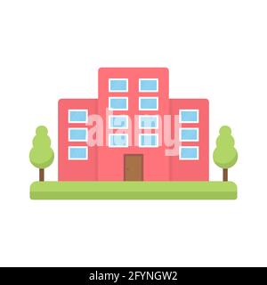 Flaches Symbol für Gebäude. Modernes Haus und Immobilien Symbol. Schild für privates Eigentum. Vektor auf Weiß isoliert Stock Vektor