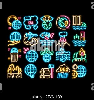 Climate Change Ecology Neon Glow Icon Illustration Stock Vektor